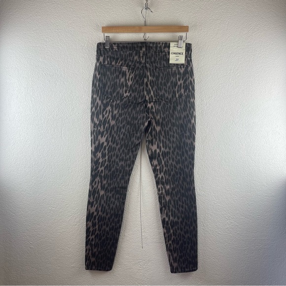 L’AGENCE Paris l 31 Marguerite Leopard Print High Rise Skinny 30” Stretch Jeans - Picture 7 of 15